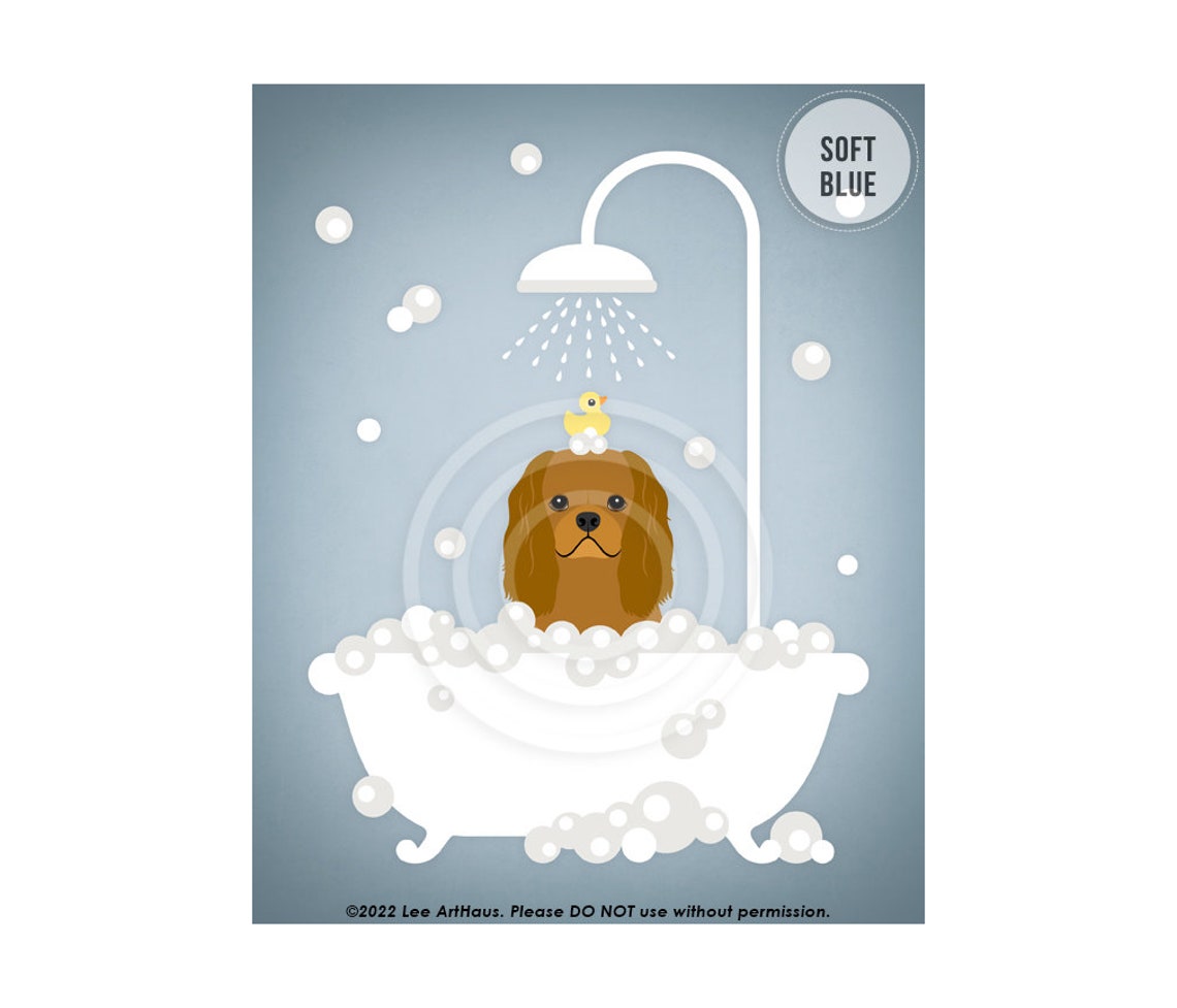 Ruby Cavalier King Charles Spaniel Pink Bubble Bath Shower Poster - Image 2