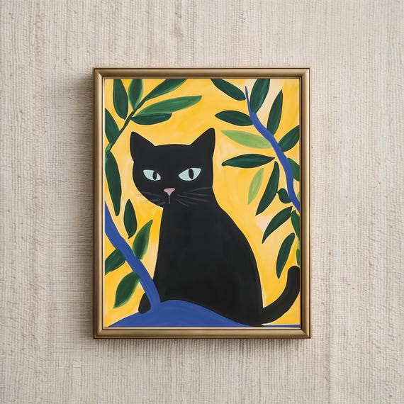 Henri Matisse Black Cat, Modern Wall Art Decor