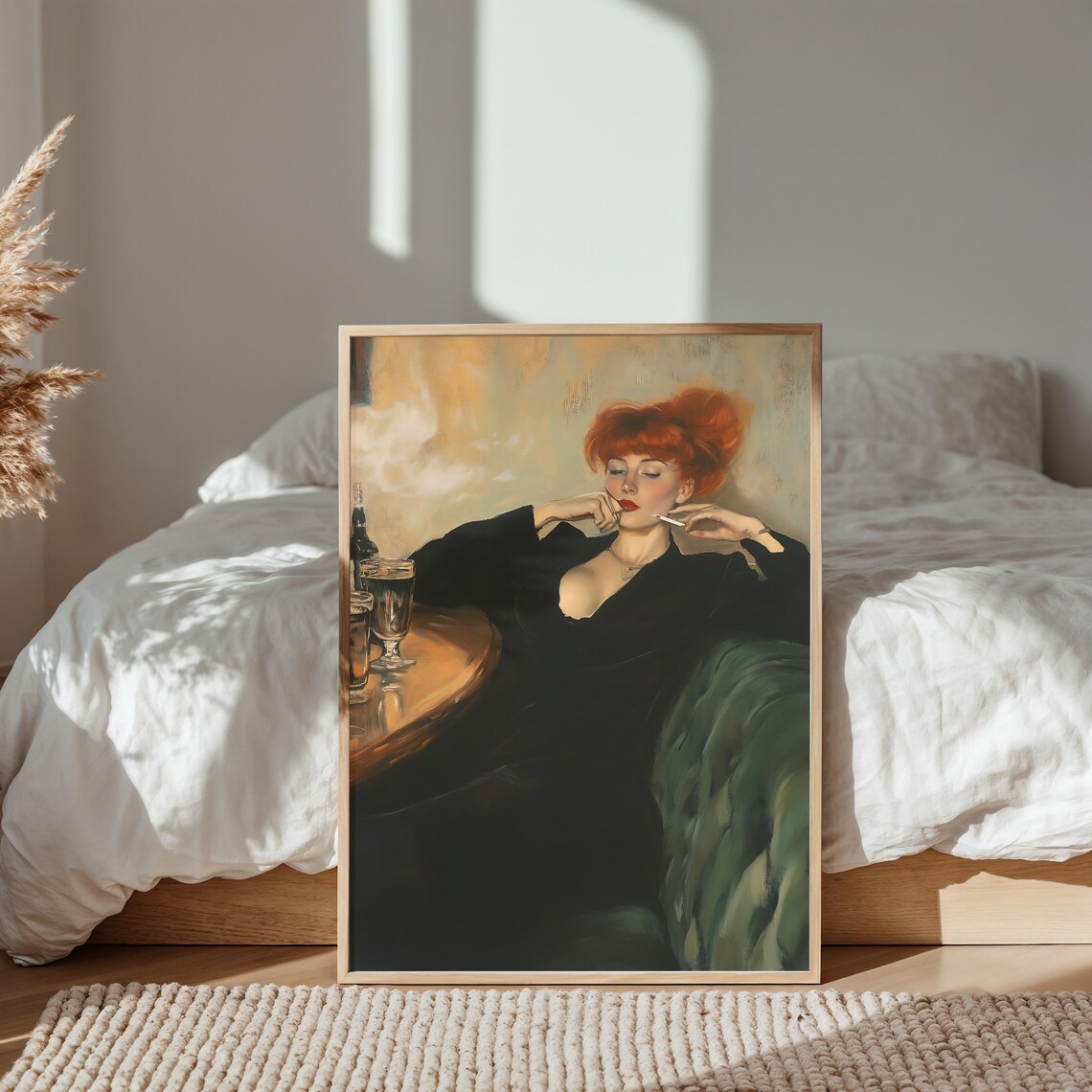 Women Smoking Vintage Abstract Painting - Image 4