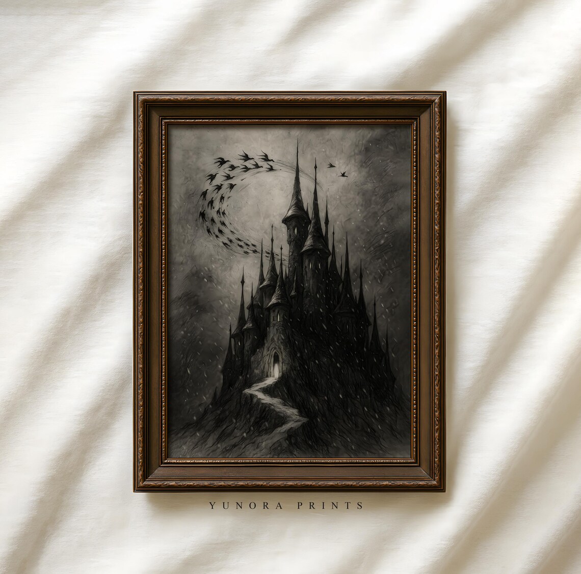 Haunted Gothic Castle Dark Fantasy Halloween Art Print Moody