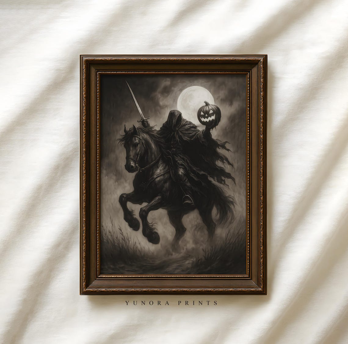 Headless Horseman Pumpkin Sword Dark Gothic Halloween Poster