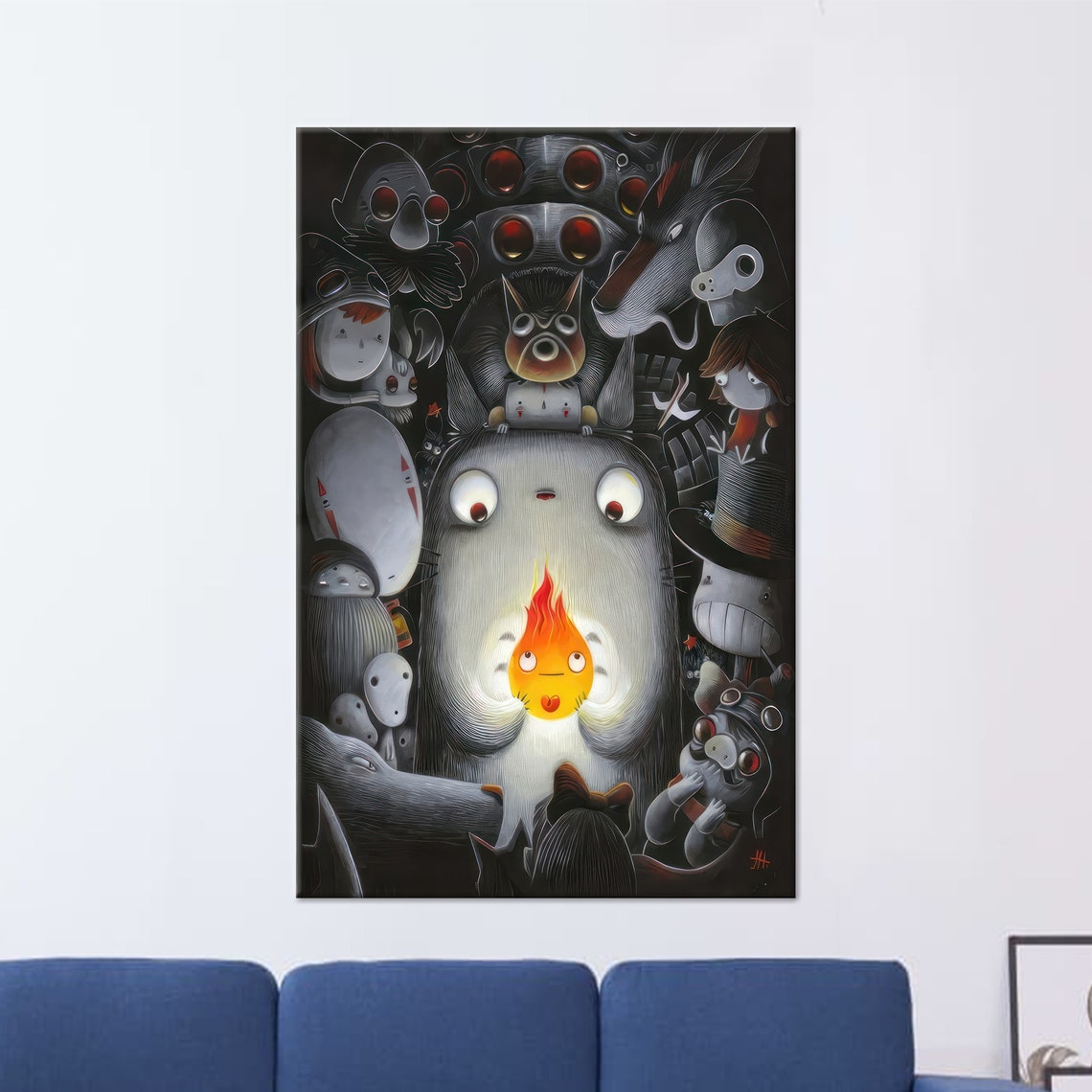 Studio Ghibli Characters Dark Fantasy Anime Art Collection Poster