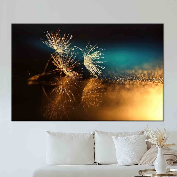 Dandelion Wall Art Orange And Blue Art Dandelion Reflection Art Wall Art 3d Glass Art Dandelion Wallpaper Gifts Home Wall Art