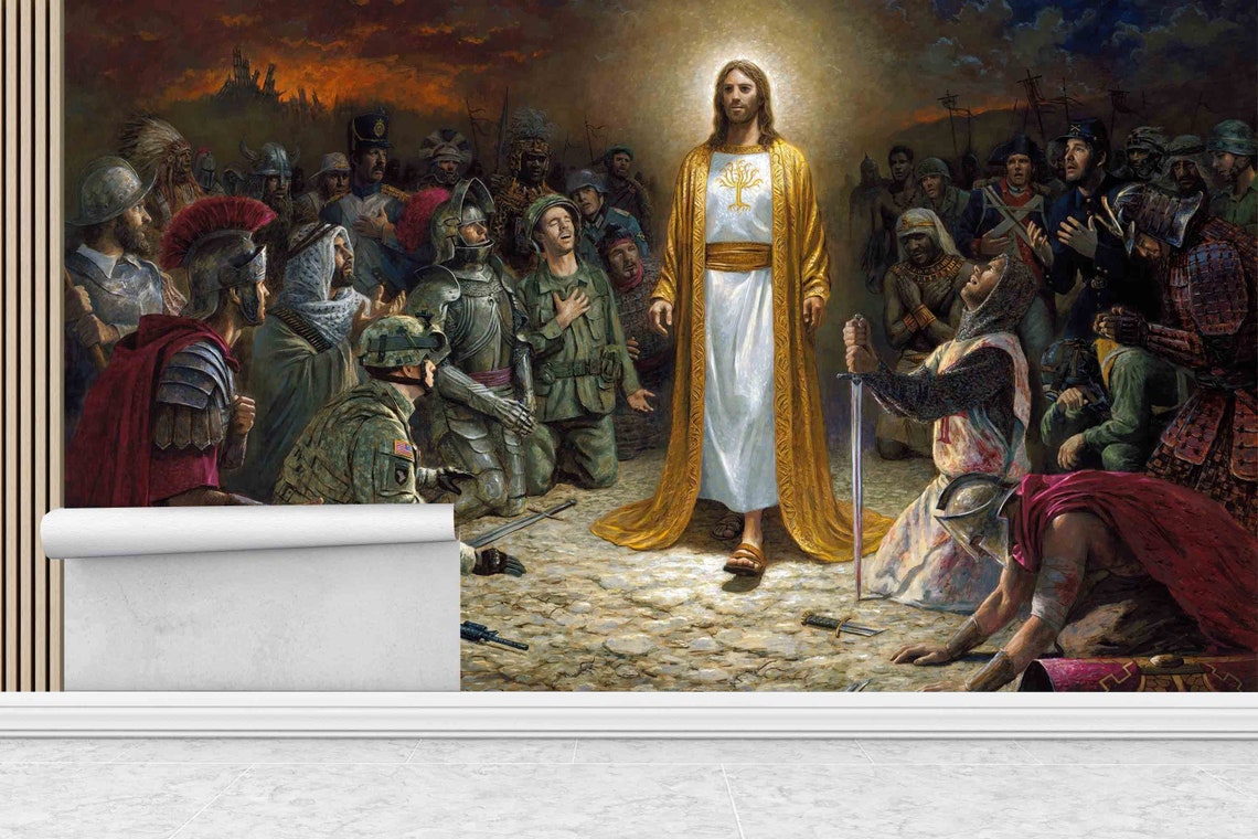 Jesus Christ Among Kneeling Soldiers Religious Painting Poster - Image 2