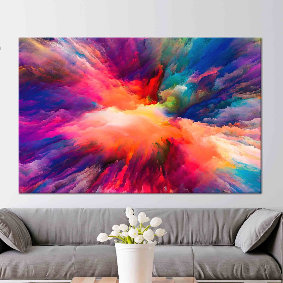 Colorful Cloud Abstract Wall Art, Modern Living Room
