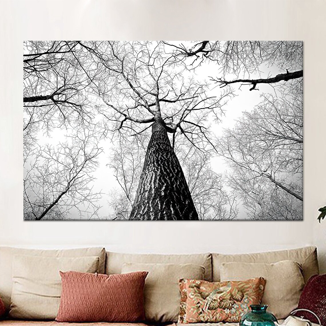 Tree Branches Black and White Forest Landscape Art Print