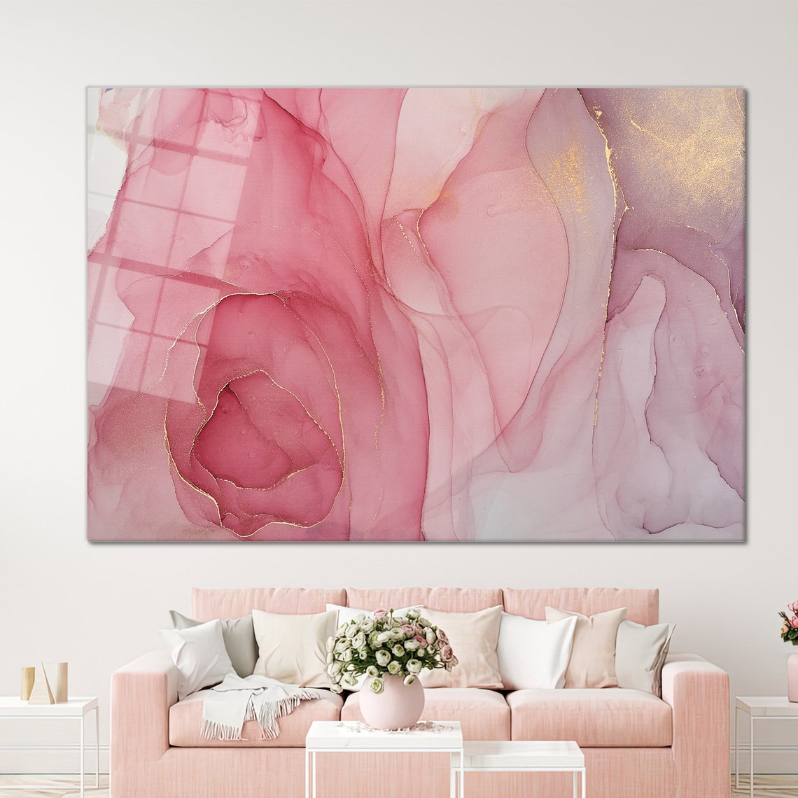 Pink Gold Marble Alcohol Ink Soft Elegant Modern Abstract Poster - Image 2