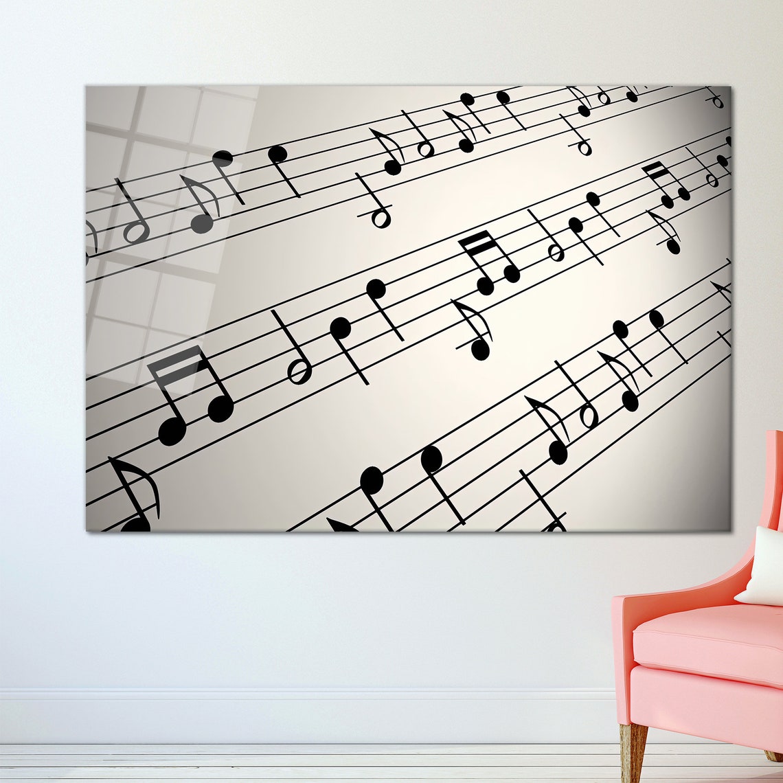 Sheet Music Notes Close Up Minimalist Black White Art Poster - Image 2
