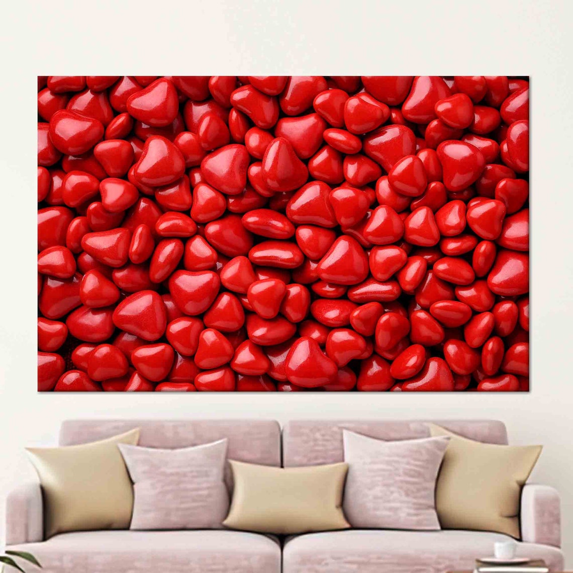 Red Heart Wall Art Heart Candy Art Red Wall Decor Modern Artwork Art 3d Glass Art Heart Wallpaper Gift Living Room Wall Art