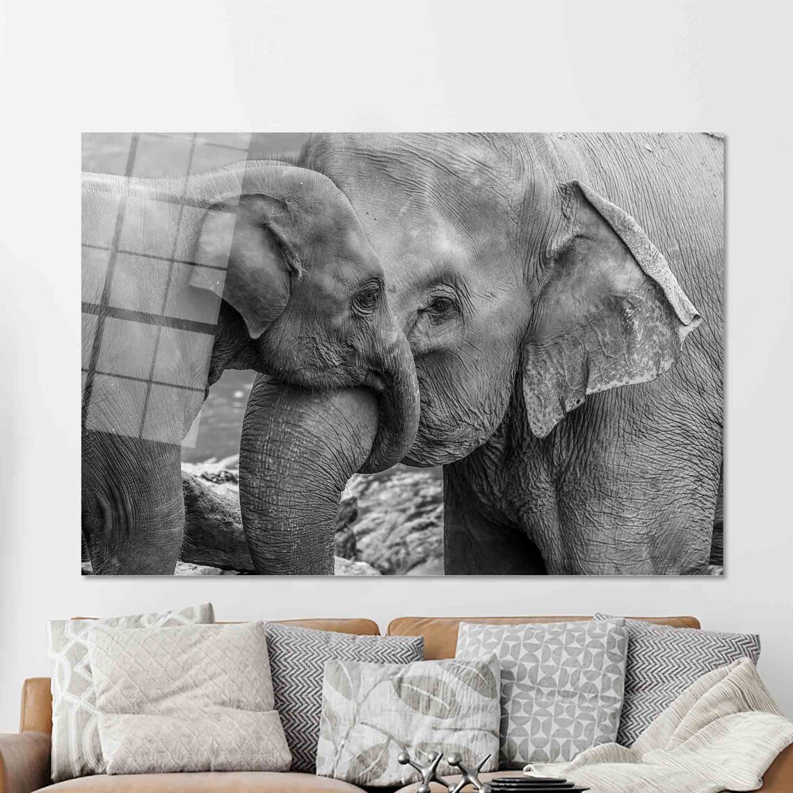 Elephant Mom and Baby Art Print, Farmhouse Wall Art - Image 2