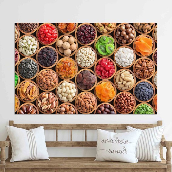 Fruits Wall Art Colorful Foods Wall Art Modern Tempered Glass Spices Wallpaper Poster Kitchen Wall Decor Home Decor Art