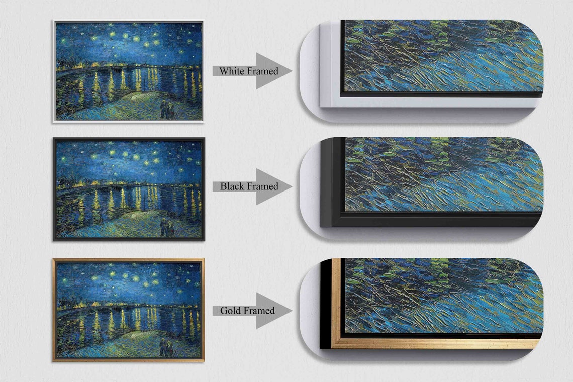 Starry Night Over The Rhone Art The Rhone Art Van Gogh Wall Art Blue Art 3d Glass Art The Rhone Wallpaper Living Room Wall Art - Image 2