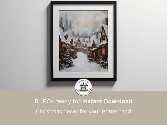 Hogsmeade Christmas Village Vintage Winter Scene Art Print