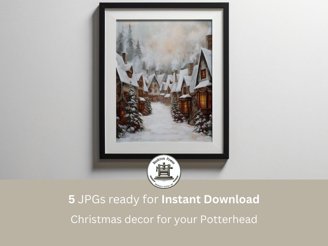 Hogsmeade Christmas Village Vintage Winter Scene Art Print