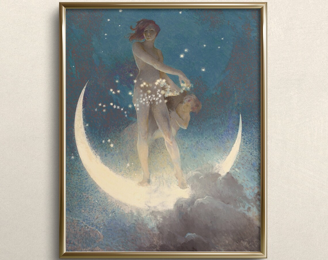 Spring Scattering Stars Nymph, Moody Art Print
