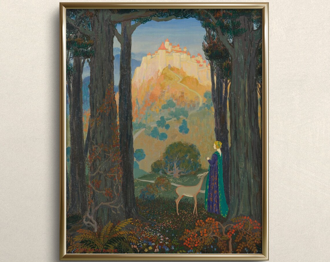 Fairyland Castle Enchanted Forest Fairytale Fantasy Art Painting Poster