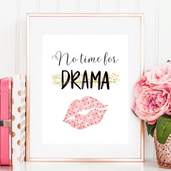 No Time For Drama Print Girl Boss Decor Lipstick Wall Art Boss Lady Wall Art Feminine Office Decor Girl Bedroom Decor Makeup Print