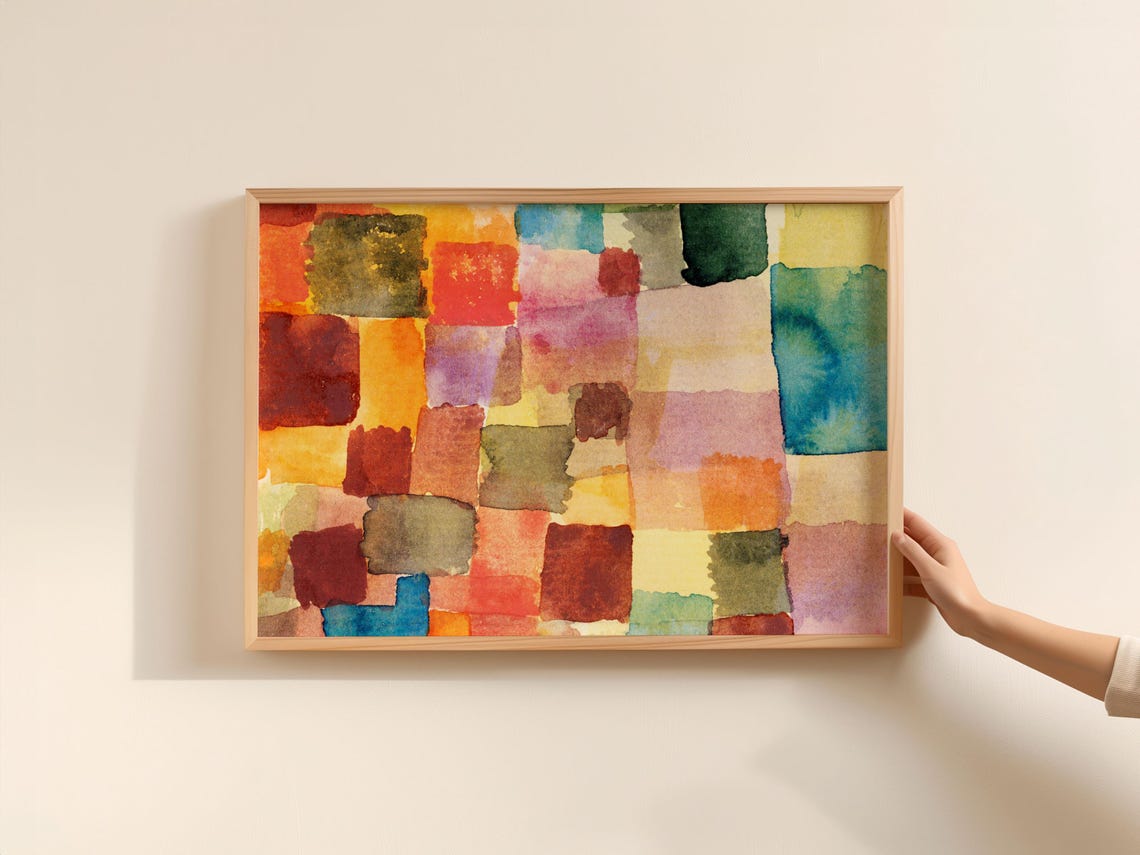 Abstract Watercolor Color Block Grid Modern Geometric Art Poster