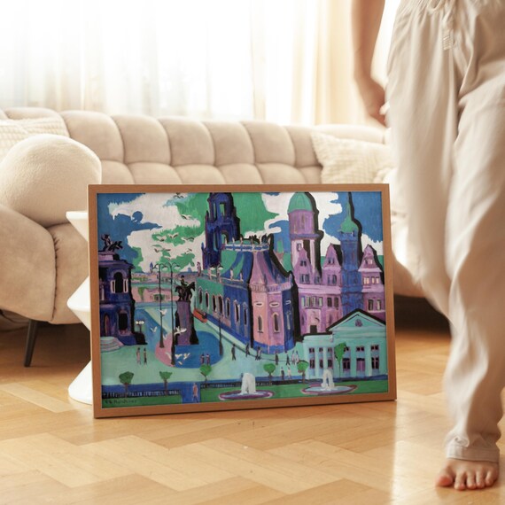 Kirchner Dresden Cityscape Print Vintage German Expressionism