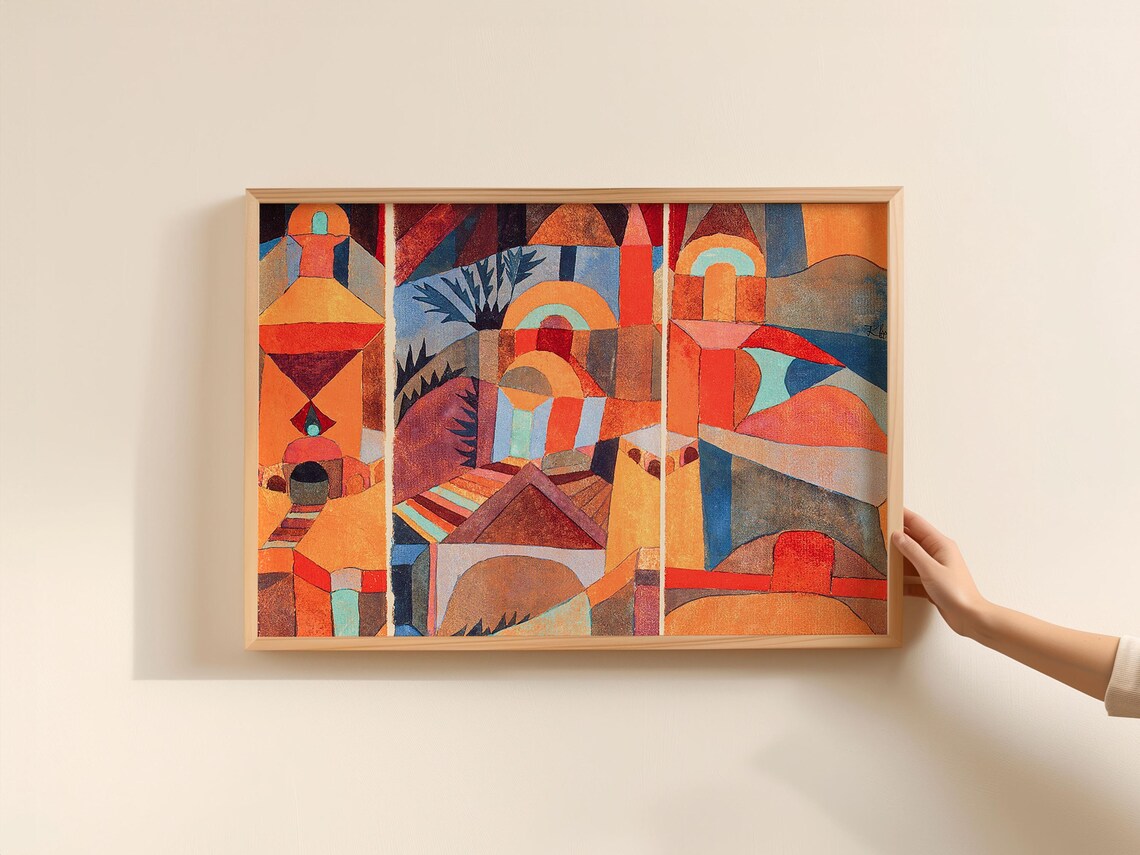 Paul Klee Temple Gardens Abstract Geometric Arches Vintage Art Poster