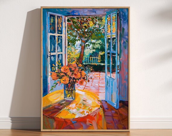 Open Window Henri Matisse Print Henri Matisse Style Fauvism Painting Modern Exhibition Print Patio Doors Terrace Dining Table Flowers