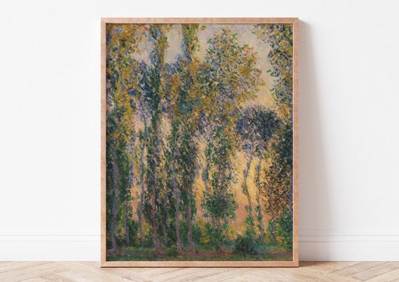 Art Print Minimalist Wall Vintage Home Decor Poster Poplars At Giverny Sunrise Claude Monet
