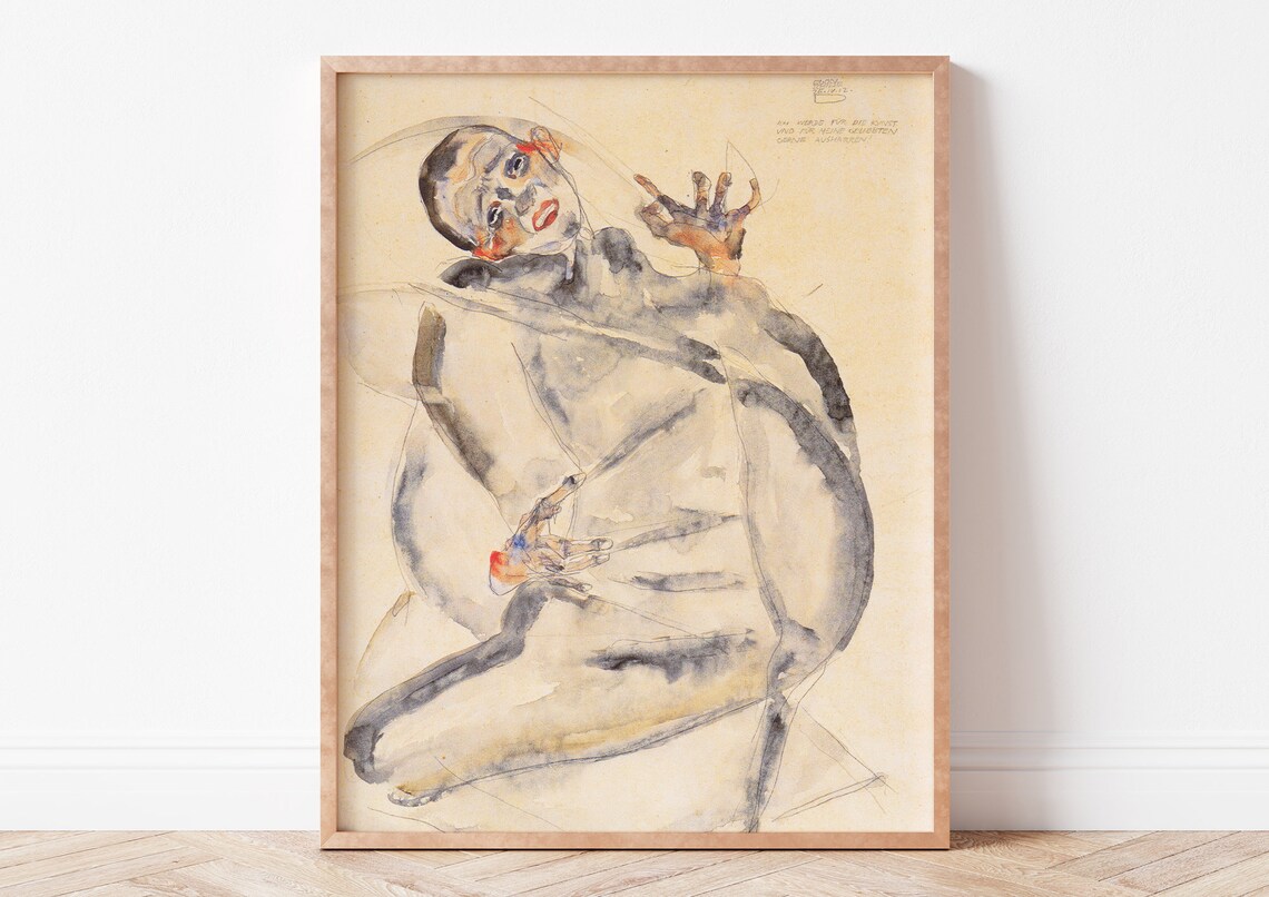Egon Schiele Reclining Figure I Will Gladly Endure Expressionist Art Print