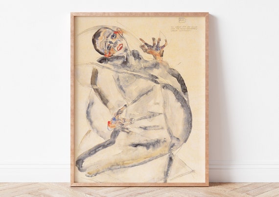 I Will Gladly Endure For Art And My Loved Ones Egon Schiele Poster Abstract Painting Print Instant