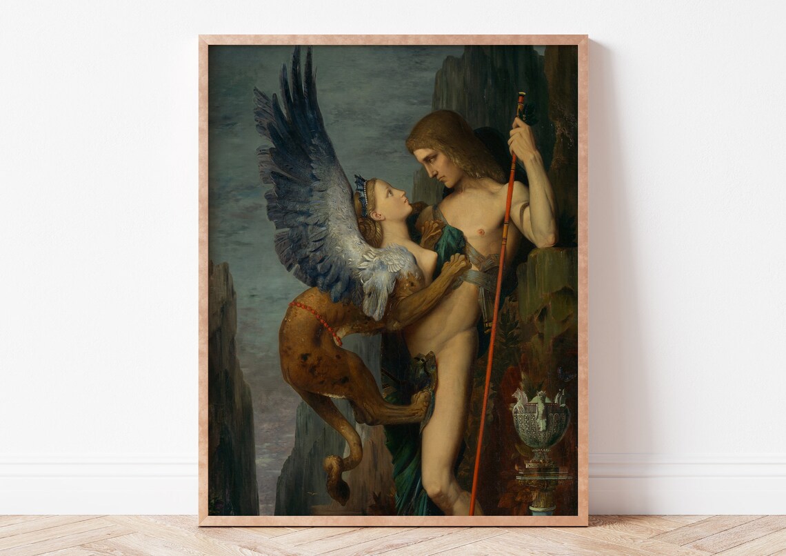 Gustave Moreau Oedipus And The Sphinx Symbolist Oil Painting Art Poster
