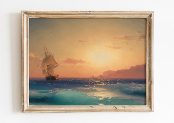 Sunset Over Ischia Print Poster Seascape Sunrise Wall Art Home Decor Ivan Ayvazovski Oil Painting