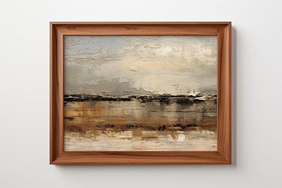 Abstract Horizons Earth Meets Sky Antique Print