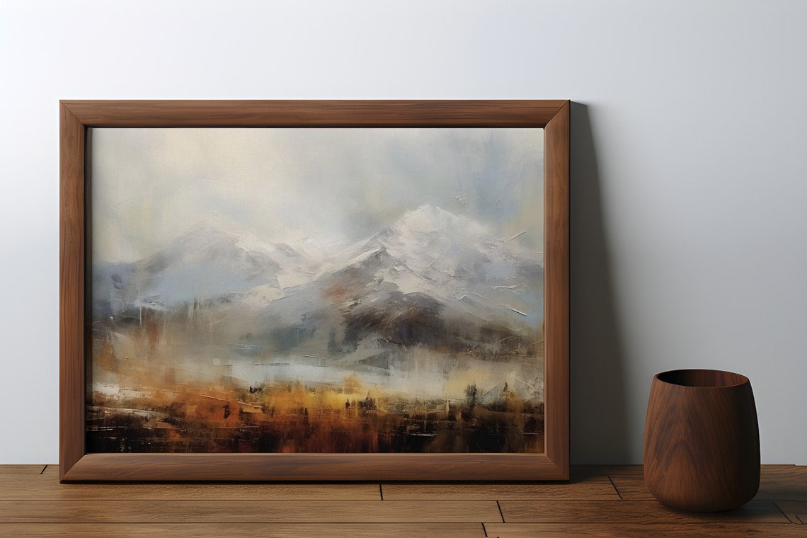 Veiled Majesty Dawns Light On Mountain Peaks Antique Print - Image 2