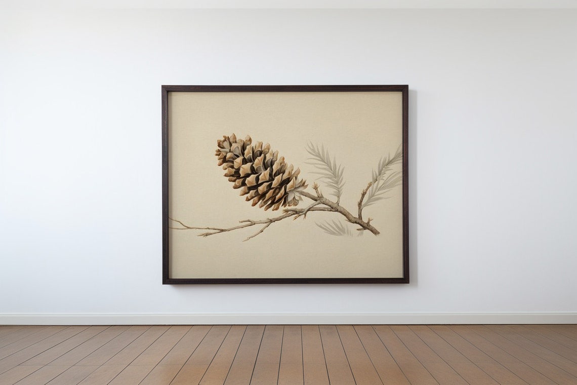 Pine Cone Study Antique Print - Image 3