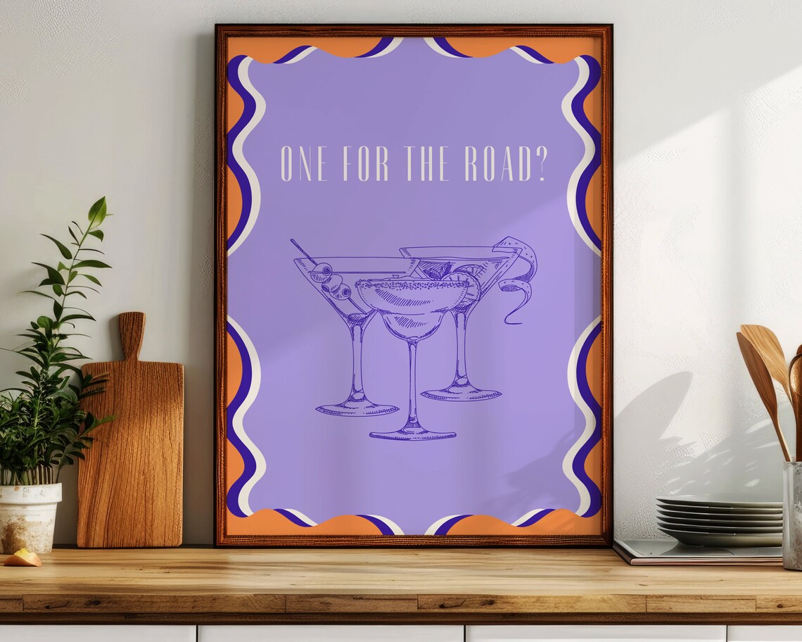 One For The Road, Retro Maximalist Cocktail Art Print - Image 3