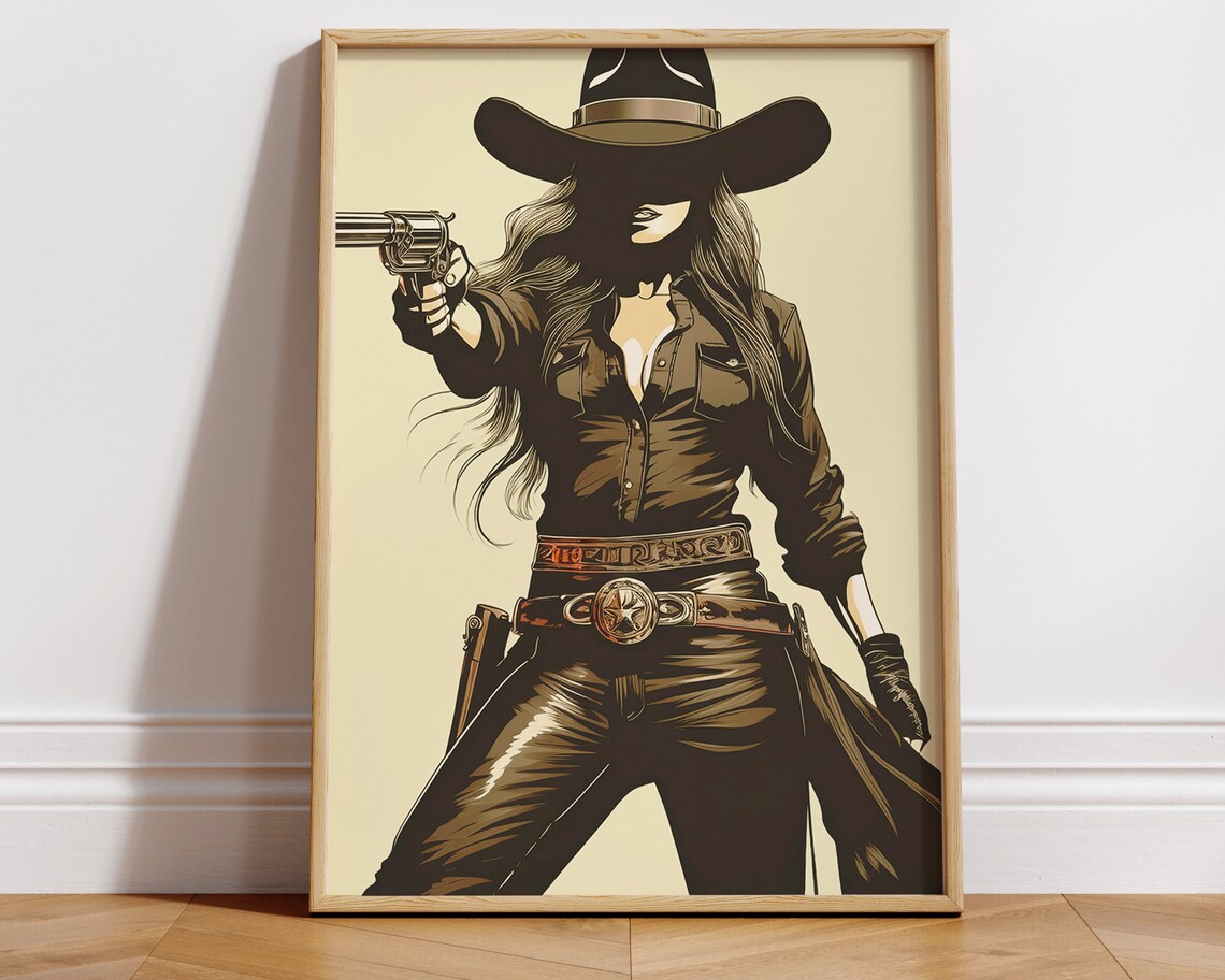 Fearless Cowgirl Rustic Western Art Print