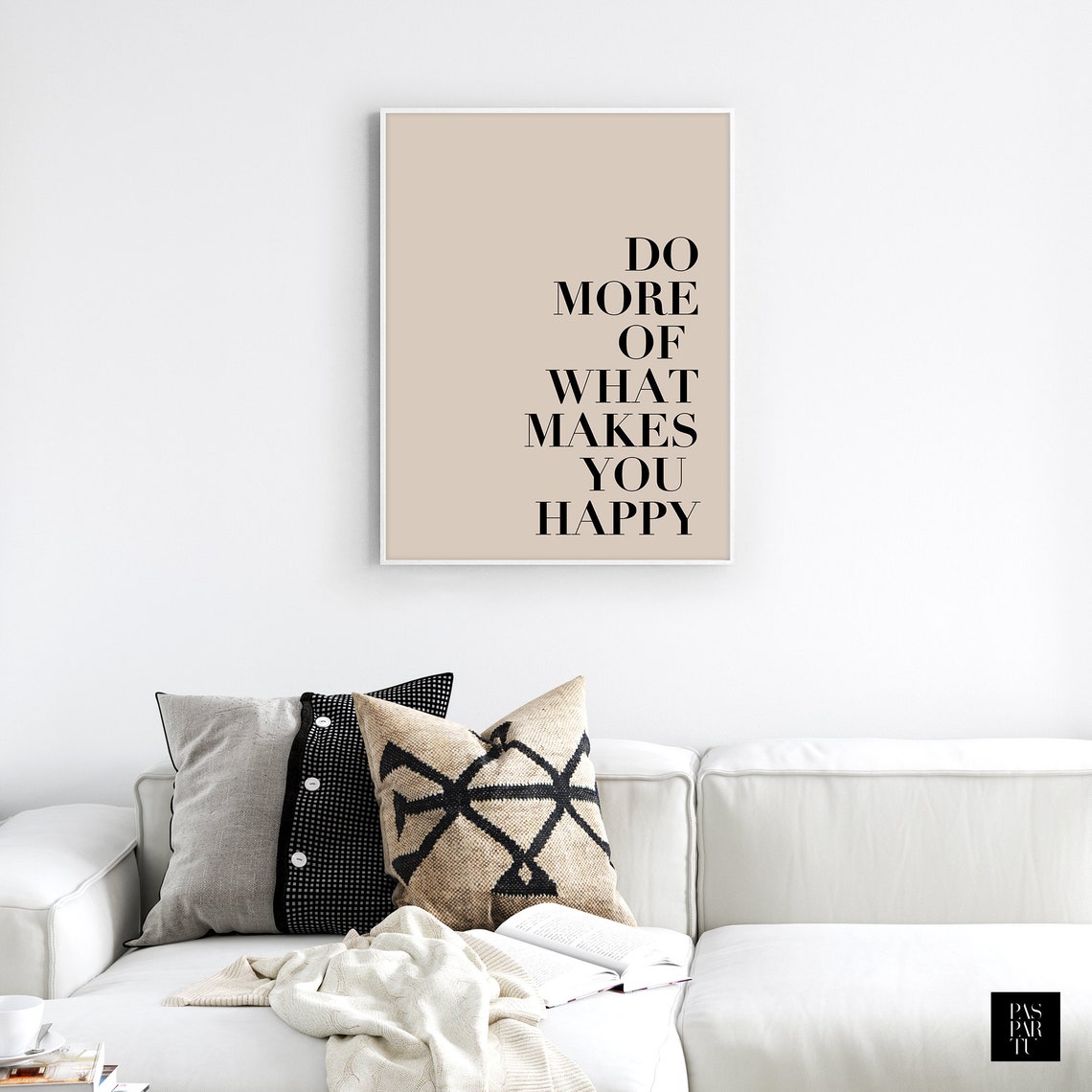 Do More Of What Makes You Happy Print Positive Affirmation Art Living Room Wall Art Above Bed Decor Girls Room Prints Beige Minimalist Print - Image 3