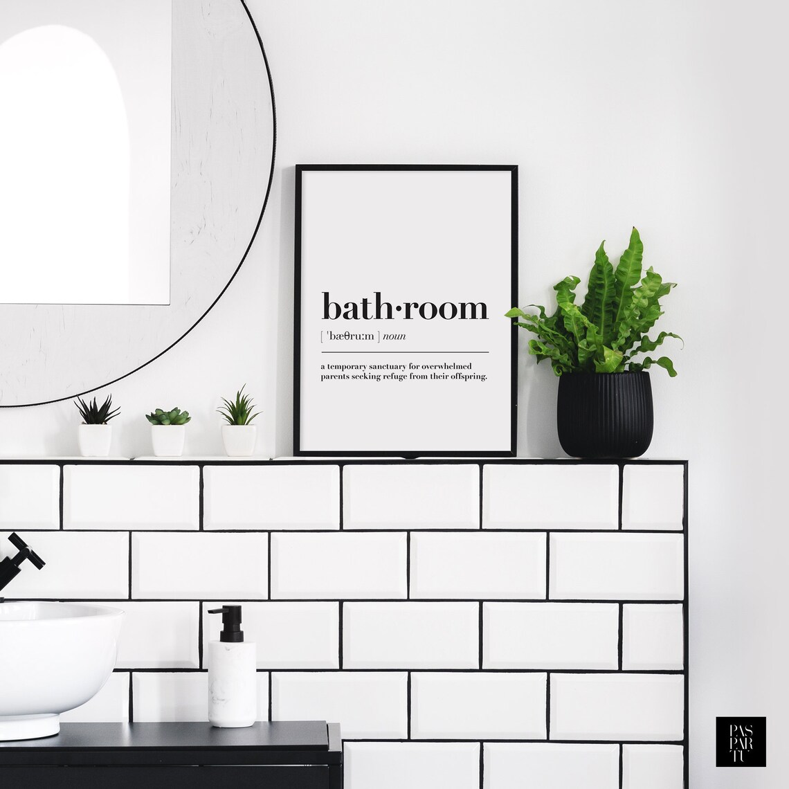 Bathroom Definition Quote Print, Typography Wall Decor
