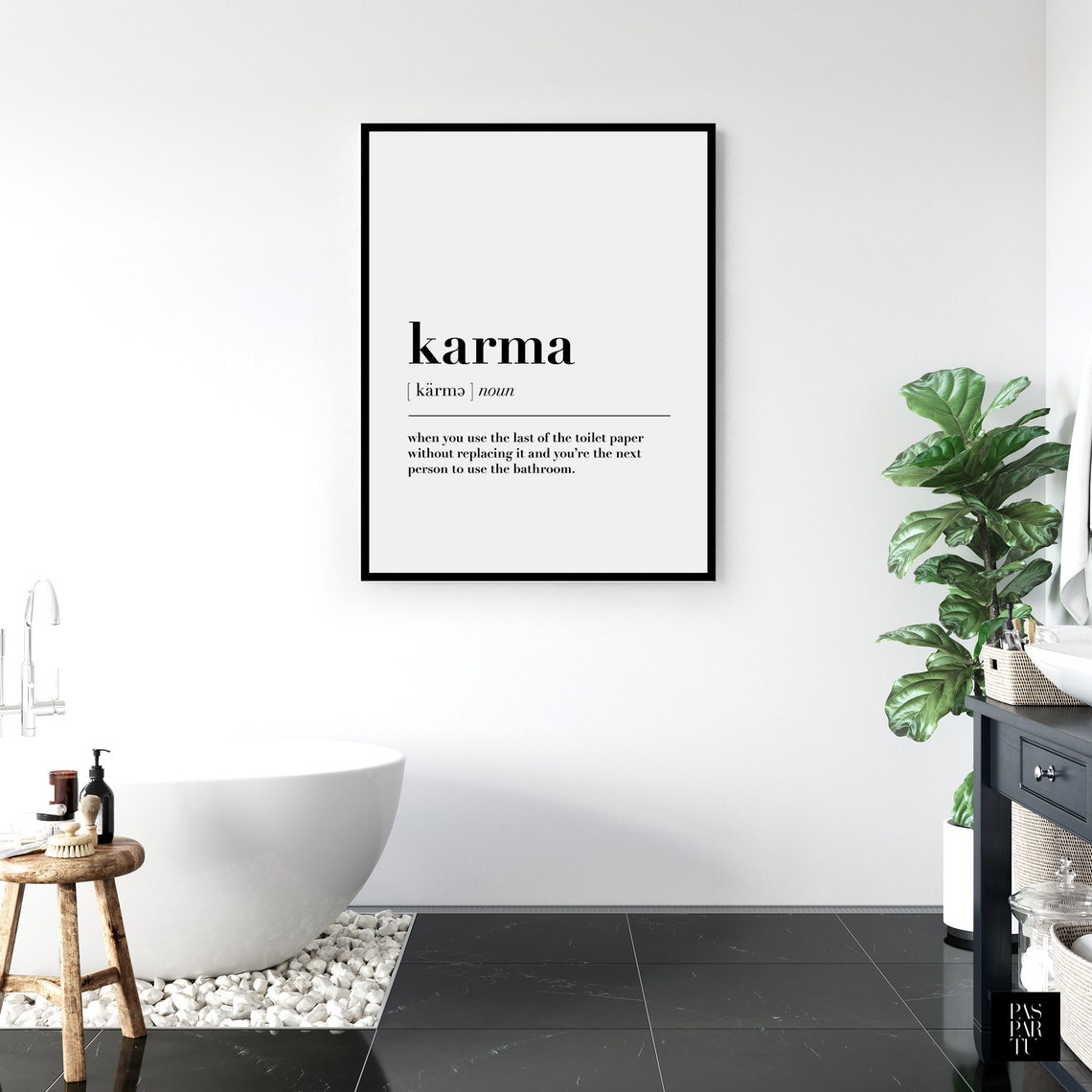 Karma Definition Bathroom Quote Typography Art Print - Image 3