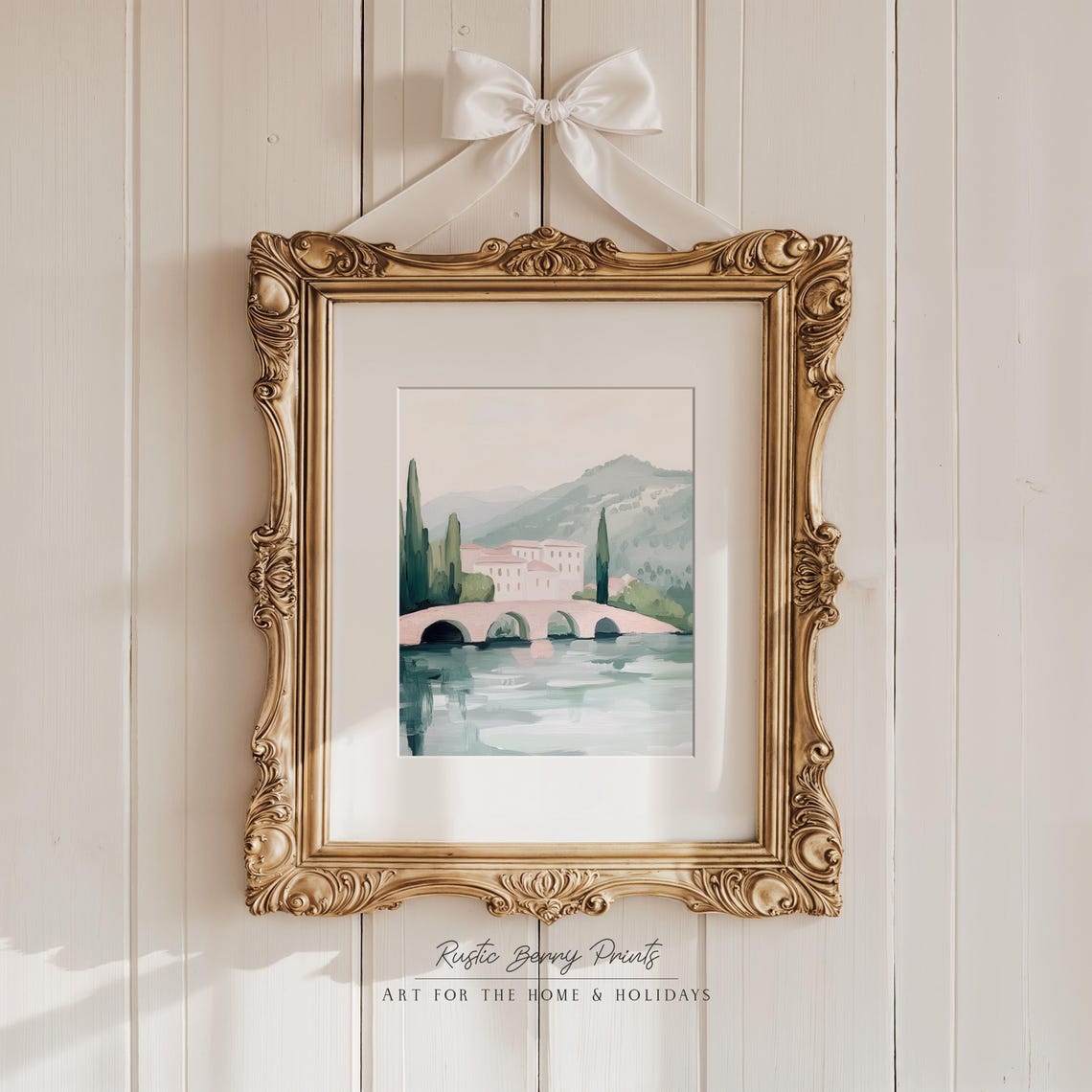 Pink Bridge Travel Print Wall Art Vintage Print Wall Decor Summer Cottagecore Art