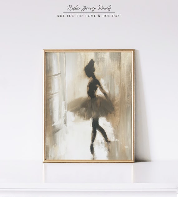Ballerina Oil Painting Wall Art Vintage Print Neutral Tone Print Instant