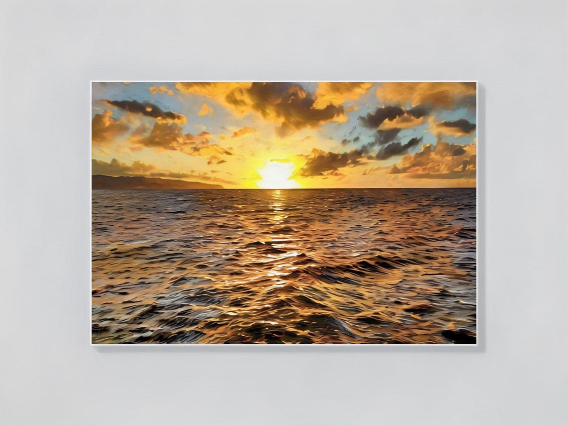 Turquoise Ocean Waves Crashing Foamy Beach Seascape Wall Art