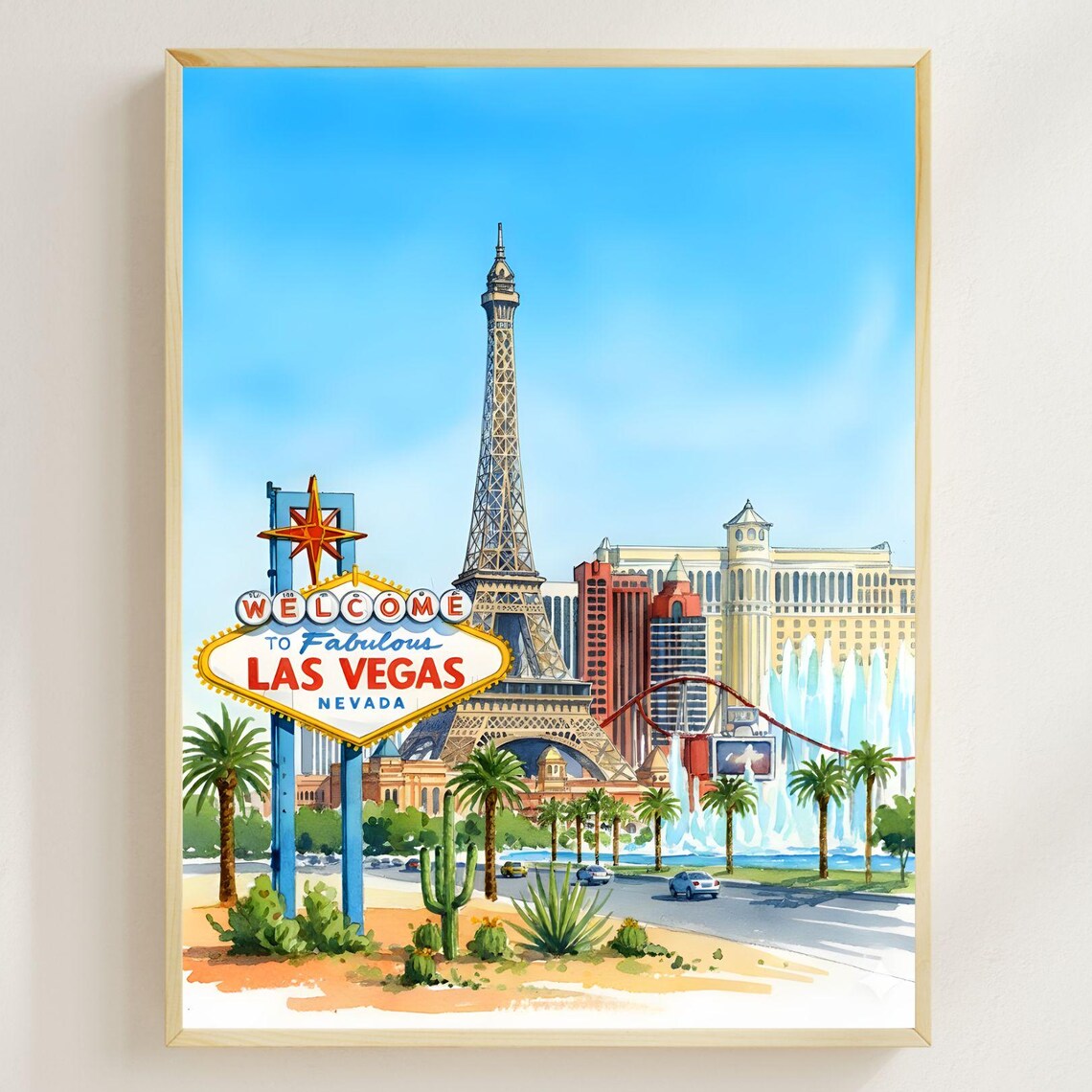 Las Vegas Watercolor Travel Poster Art Print