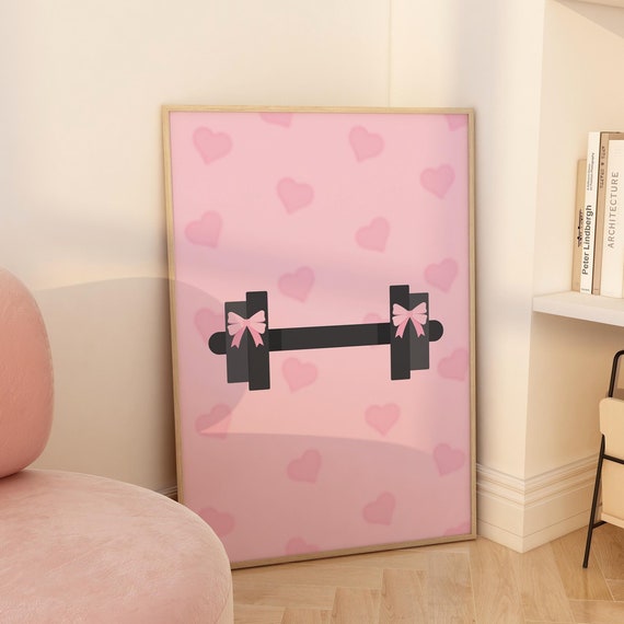 Coquette Dumbbell Print Trendy Gym Girl Poster Pink Girls Gym Wall Decor Pink Gym Girl Wall Art Gym Girl Room Decor Cute Gym Girl Aesthetic