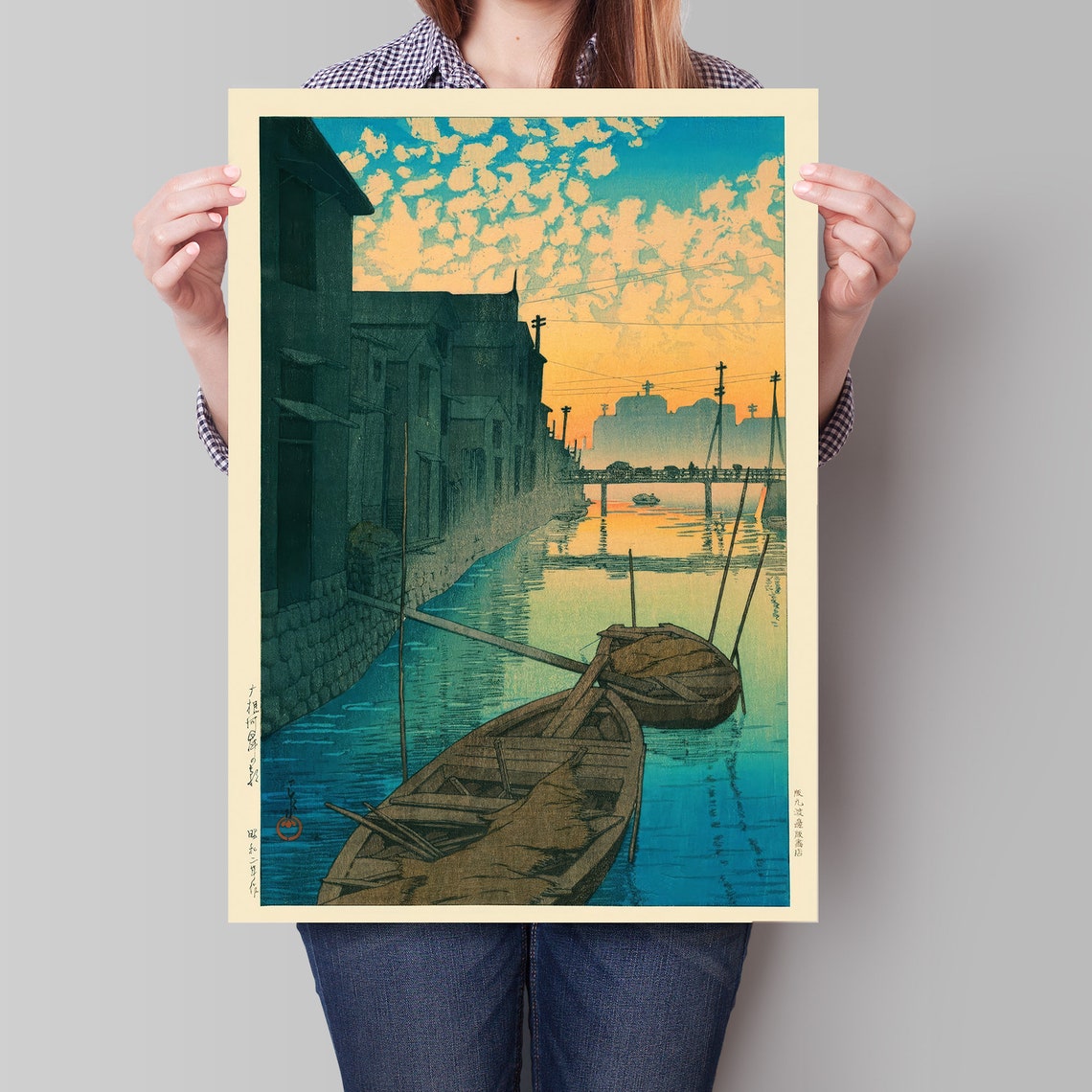 Japanese Poster Traditional Japanese Boat Painting Woodblock Art Kawase Hasui Painting Japandi Decor Trendy Art Print Zen Wall Art - Image 4