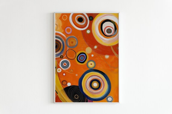 Kandinsky Style Concentric Circles Warm Orange Abstract Art Poster