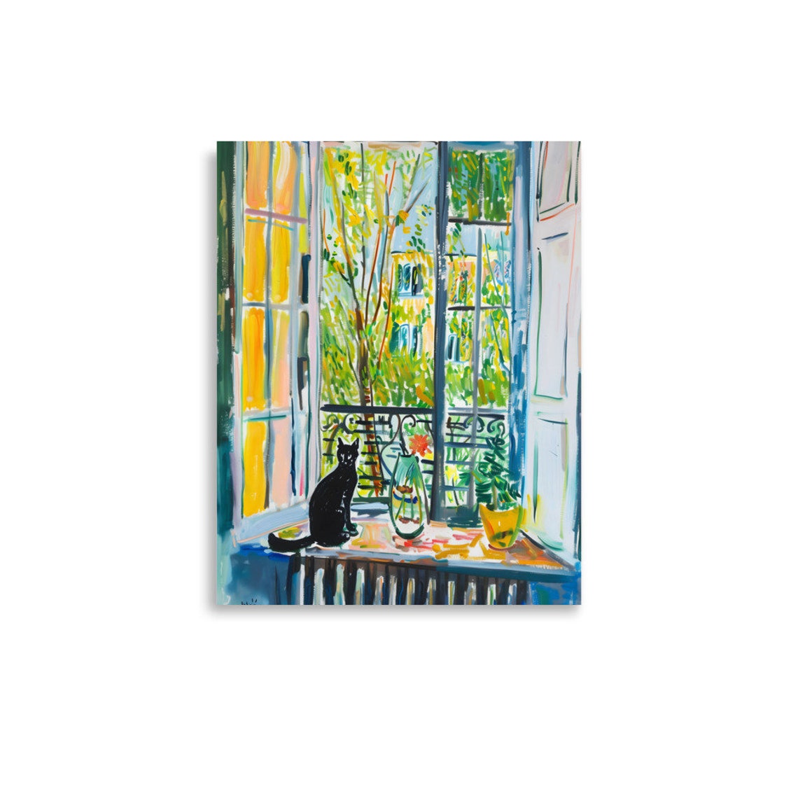 Henri Matisse Style Open Window Black Cat Paris Balcony Poster - Image 3