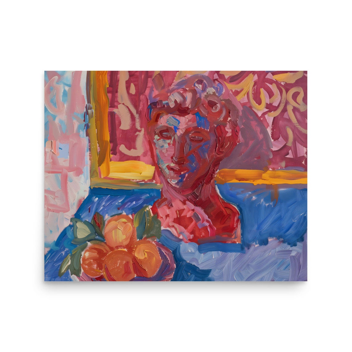 Henri Matisse Style Abstract Bust Portrait Red Blue Fauvist Poster - Image 4