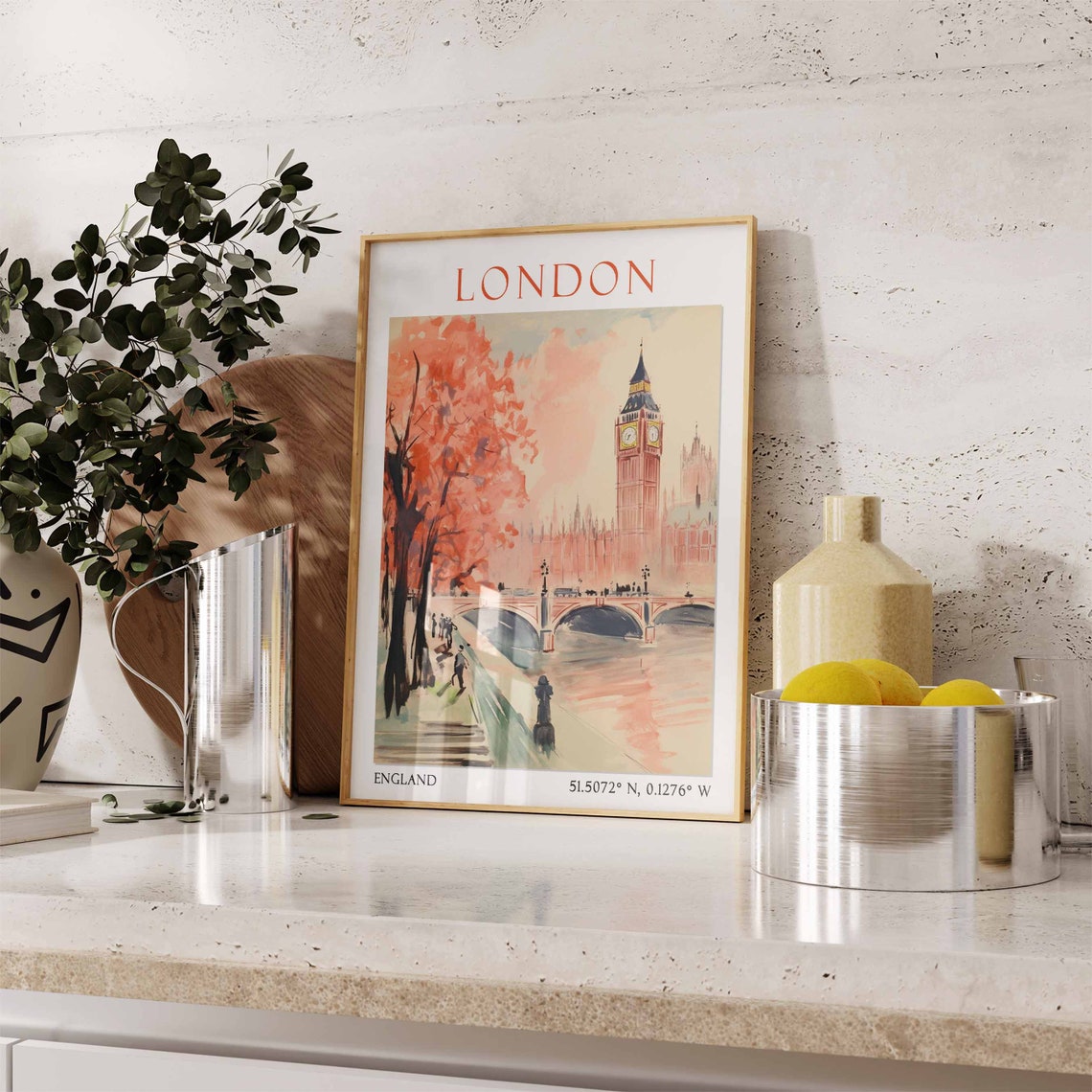 London Travel Print London Travel Poster United Kingdom Wall Art London Travel Gift Vintage Travel Decor British Wall Decor - Image 3