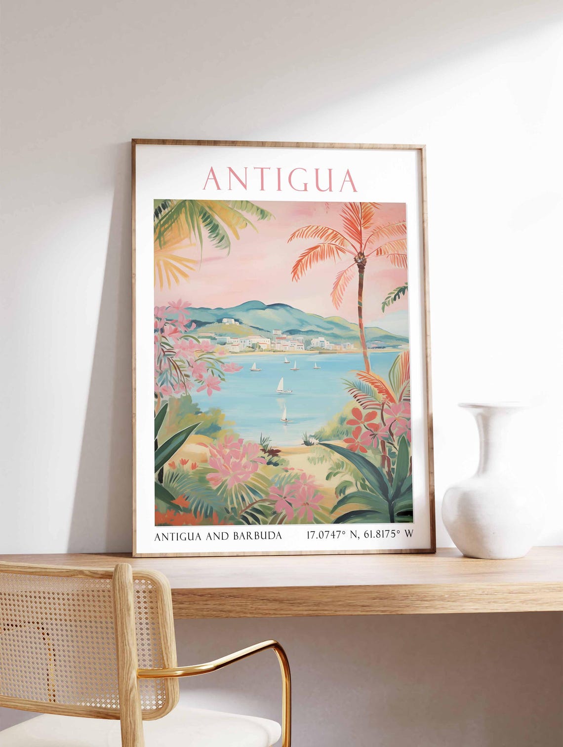 Antigua Travel Print Antigua Vintage Travel Poster Caribbean Travel Print Beach Travel Poster Sea Travel Art Antigua Travel Gift