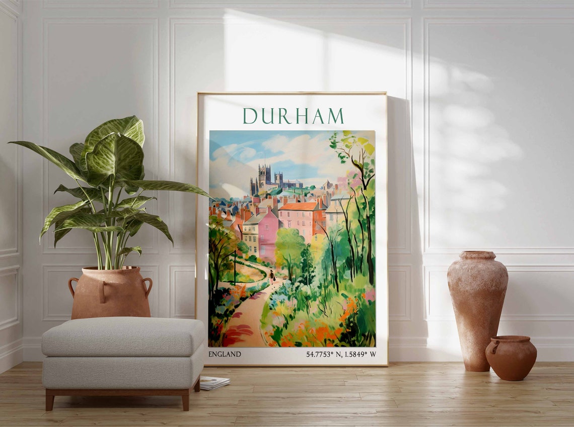 Durham Cathedral View Through Garden Path England Poster Art - Image 2